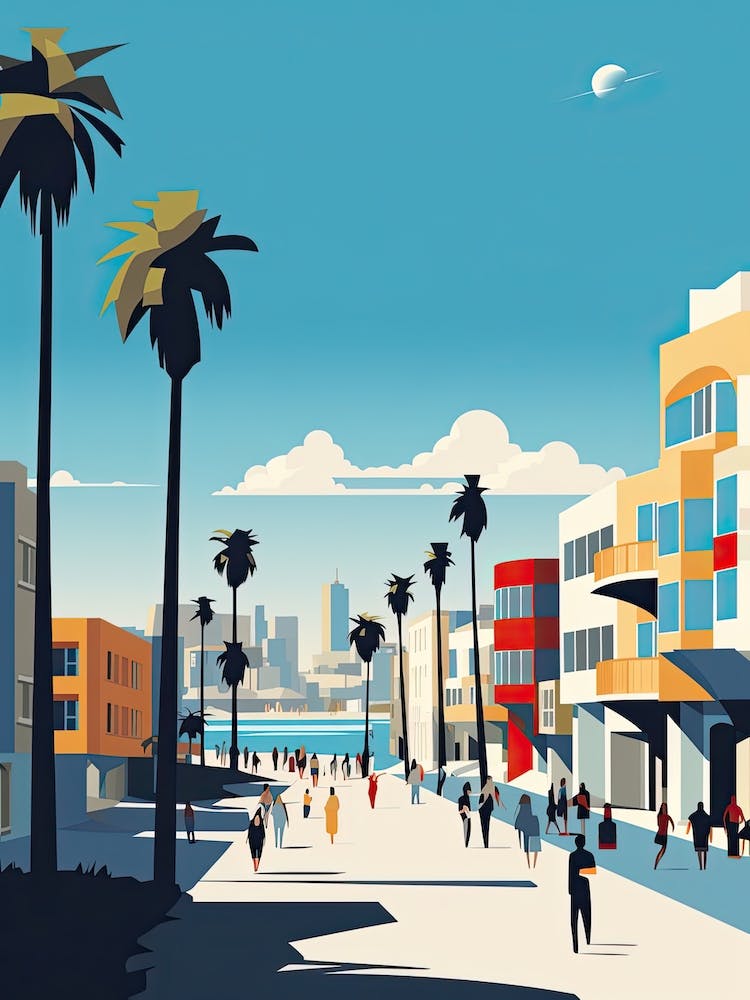 Venice Beach California, Usa, Bold Outlines 2