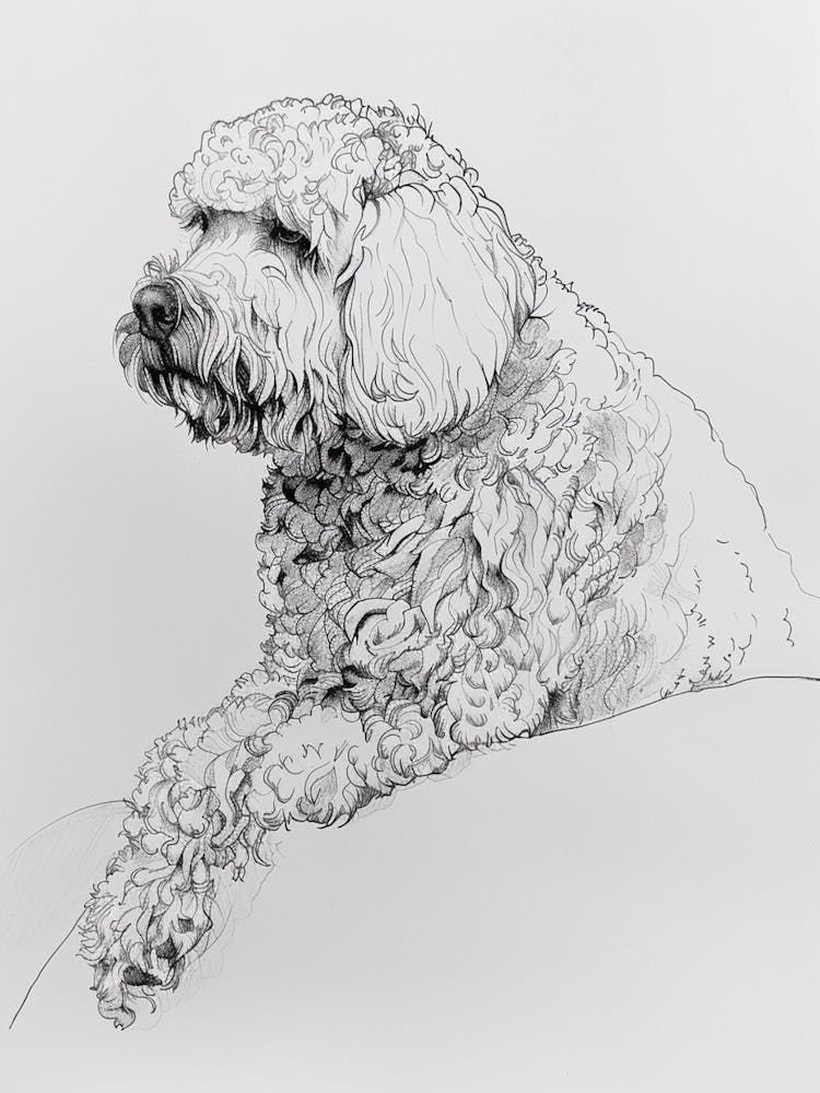 Old English Sheepdog Line Sketch 3