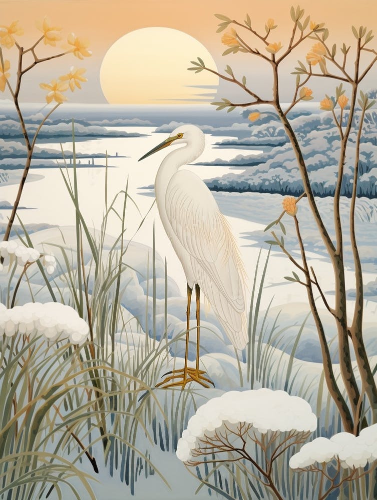 Winter Bird Painting Stork 3