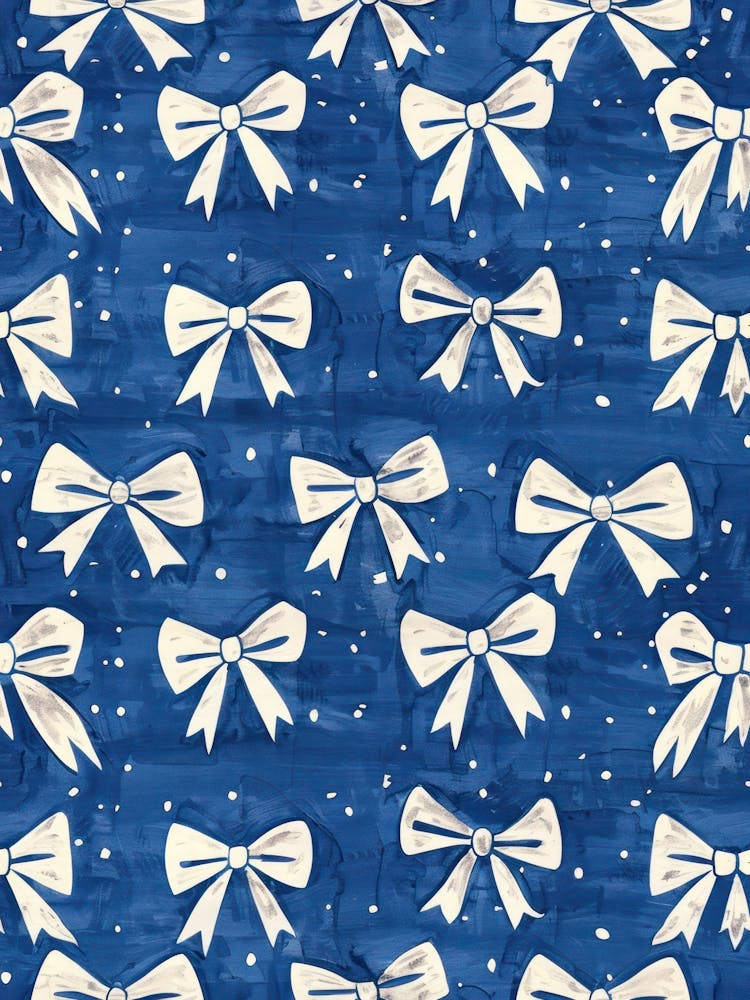 White And Blue Bows 6 Pattern