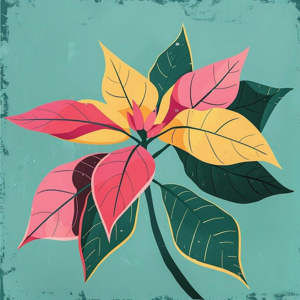 Poinsettia 1 Square Flower Illustration
