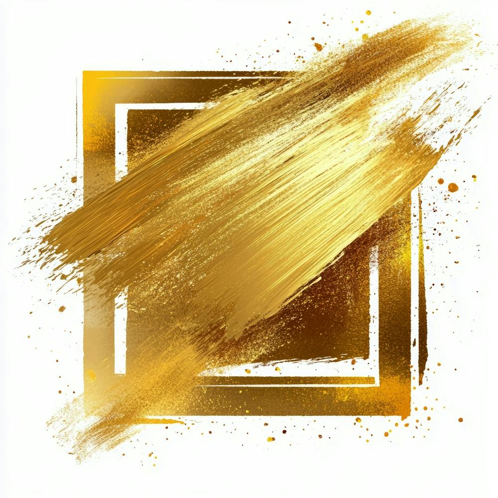 Gold Paint Brush Stroke On White Background