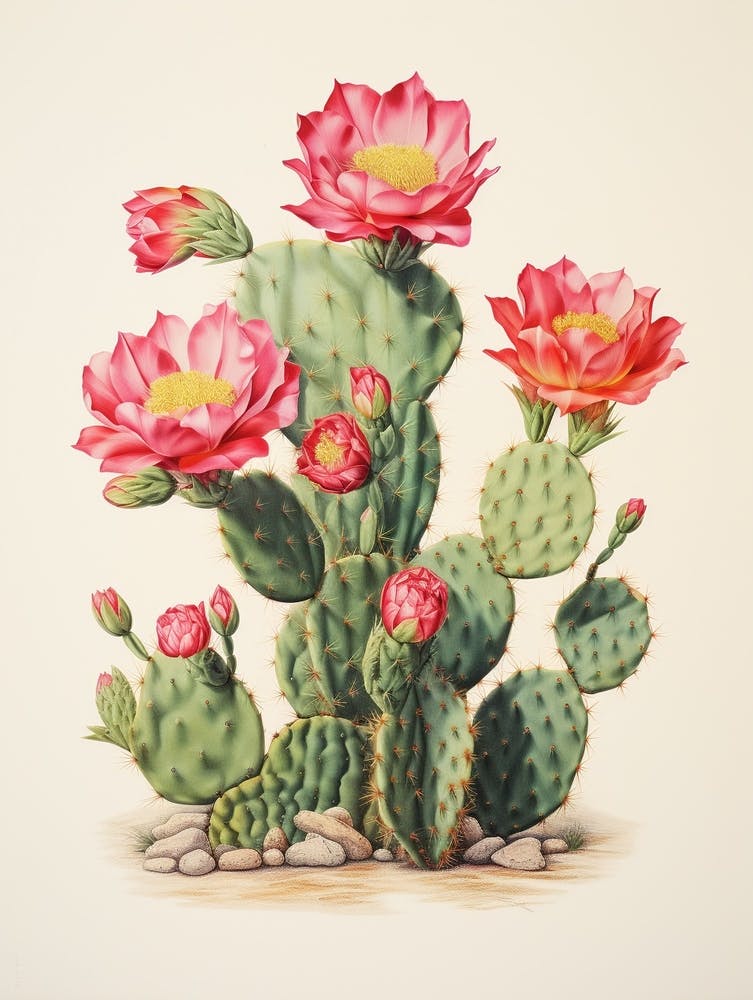 Vintage Kaktus-Illustration Notocactus