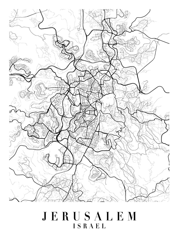 Jerusalem Israel Street Map Minimal