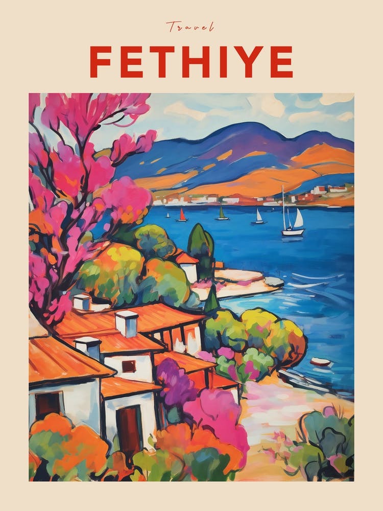 Fethiye Turkey 3 Fauvist Travel Poster