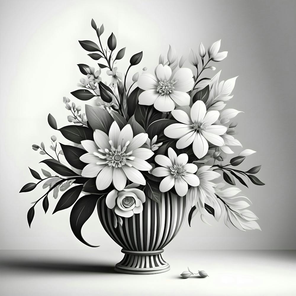 Black And White Flowers In A Vase