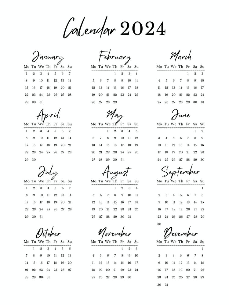 2024 Calendar
