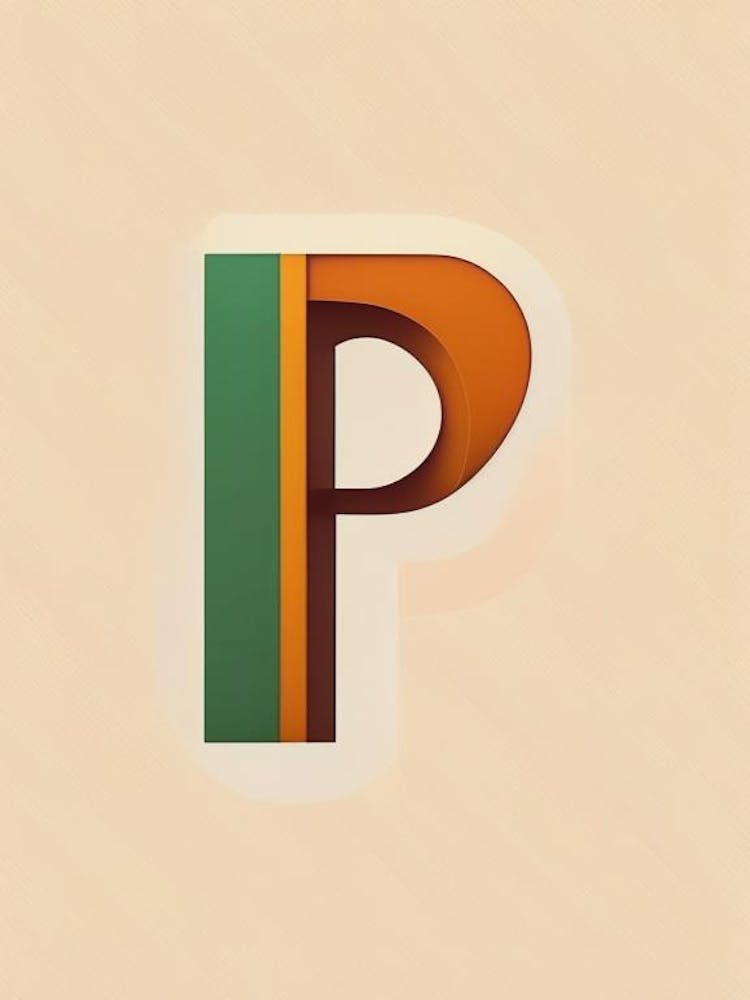 P, Letter, Alphabet Retro Minimal 3