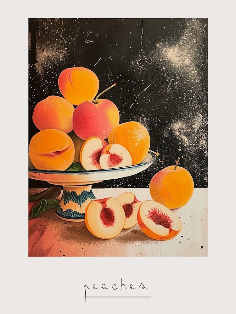 Art Deco Peaches Still Life Poster