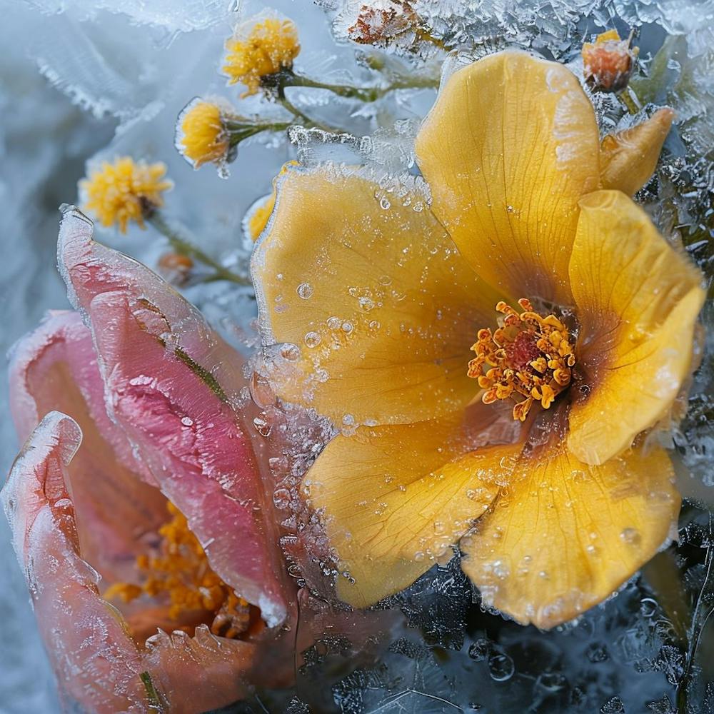 Frozen Flowers Encased In Ice Showcasing Ethereal Beauty (1)