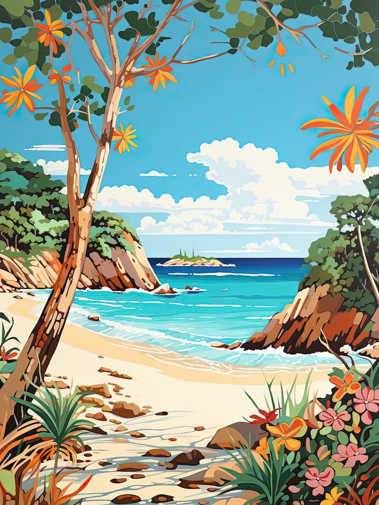 Trunk Bay Beach, Us Virgin Islands, Matisse And Rousseau Style 1