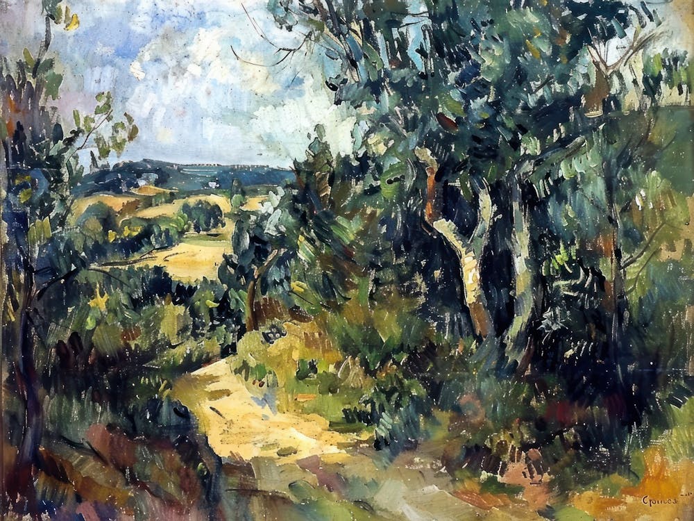 Enchanted Valley Painting Inspired By Paul Cezanne