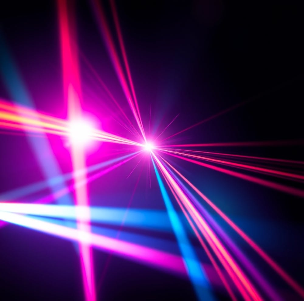 Light Beams On Black Background