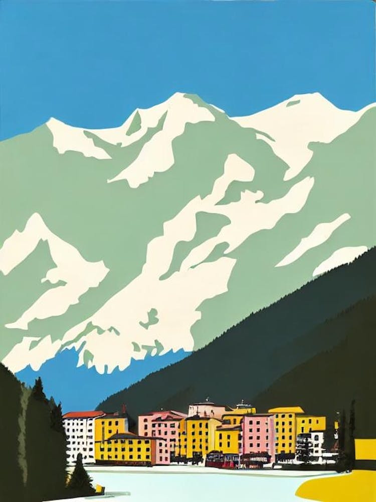 Bormio, Italy Midcentury Vintage Skiing Poster