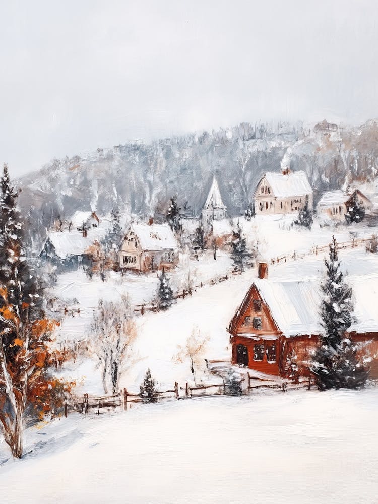 Vintage Winter Landscape Painting
