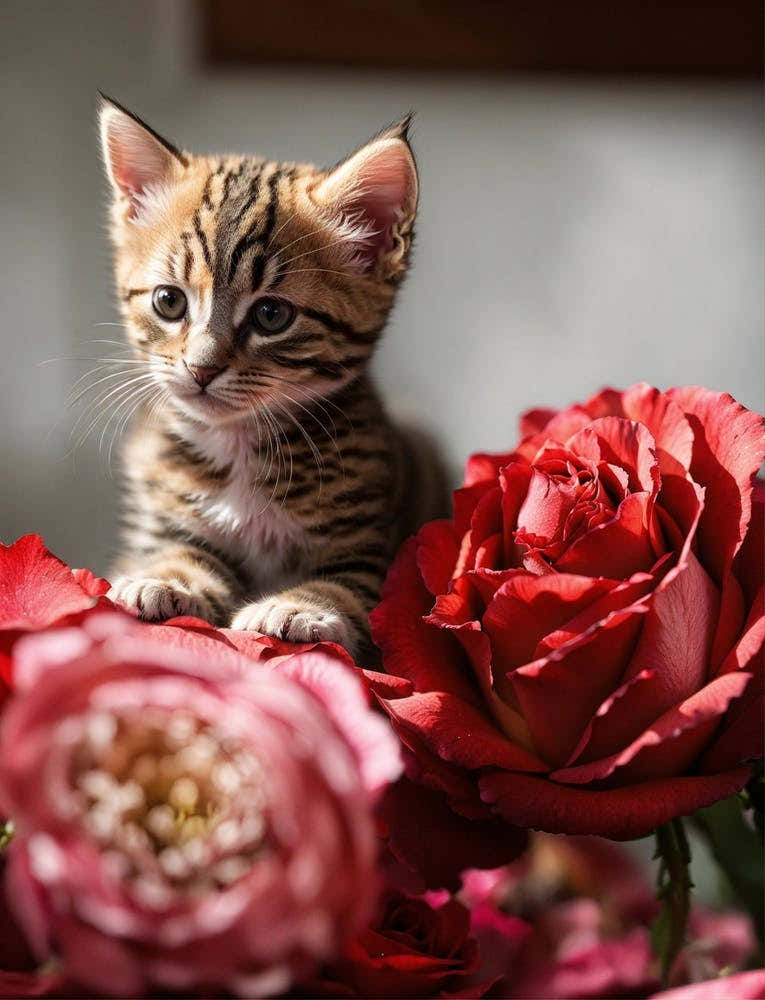 Kitten In Roses