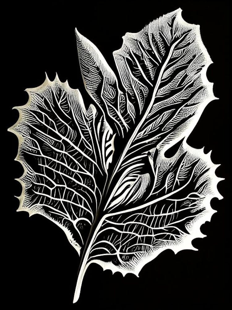 Mustard Leaf Linocut