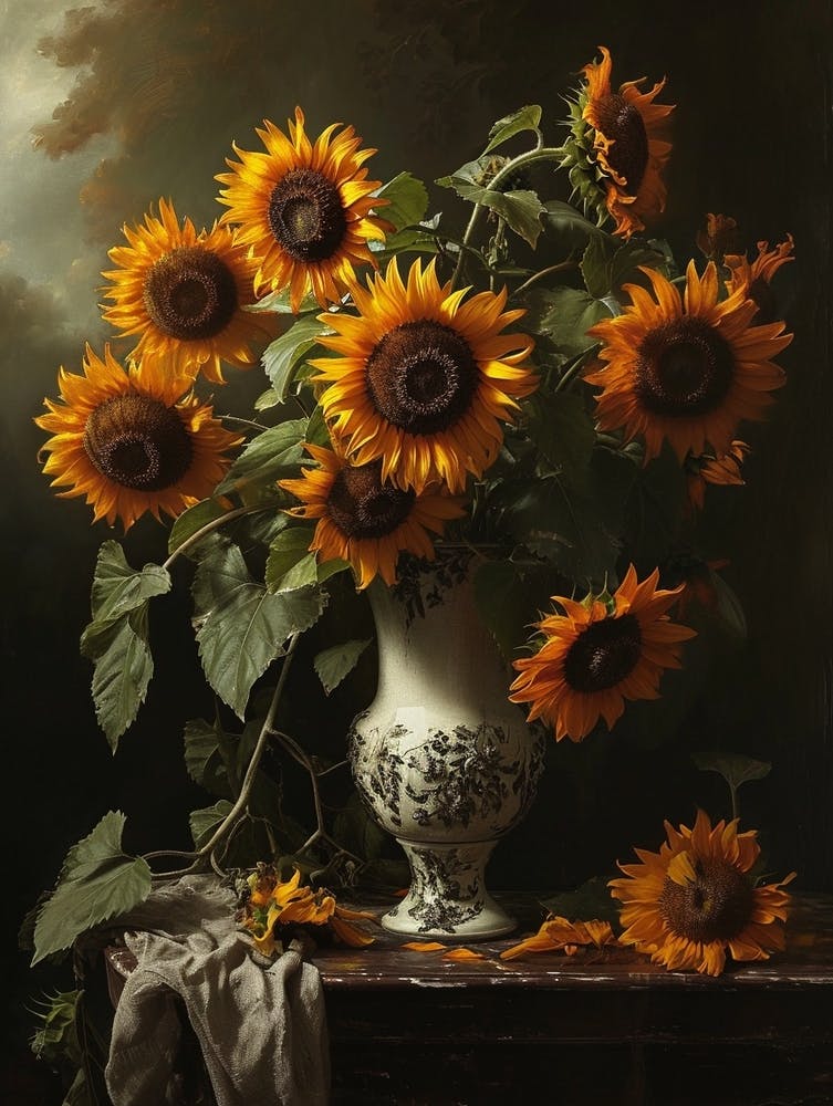 Baroque Floral Still Life Sunflower 2