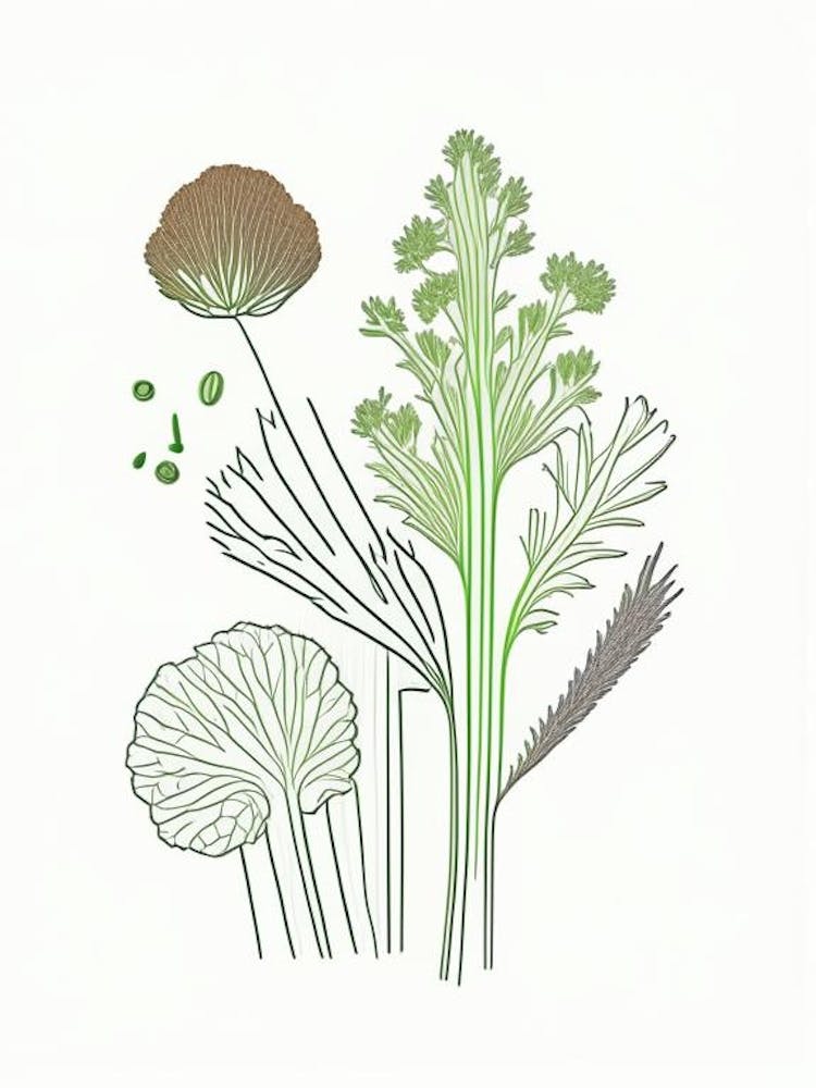 Celery Seeds Spices And Herbs Minimal Line Drawing 5