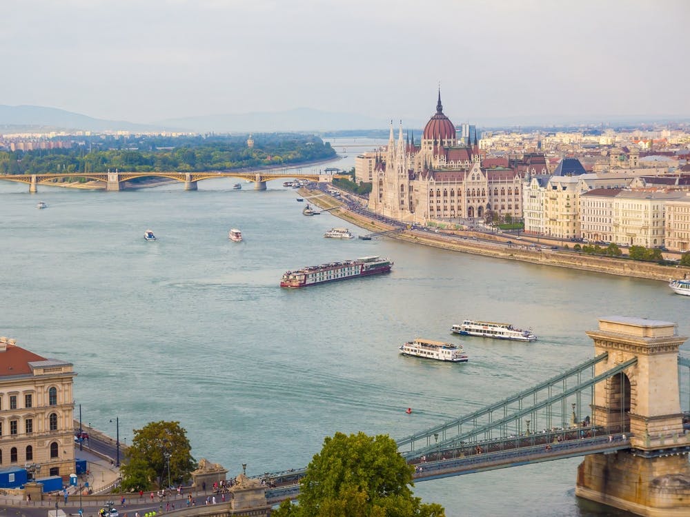 Parliament And Margaret Island in Budapest, Hungary 1
