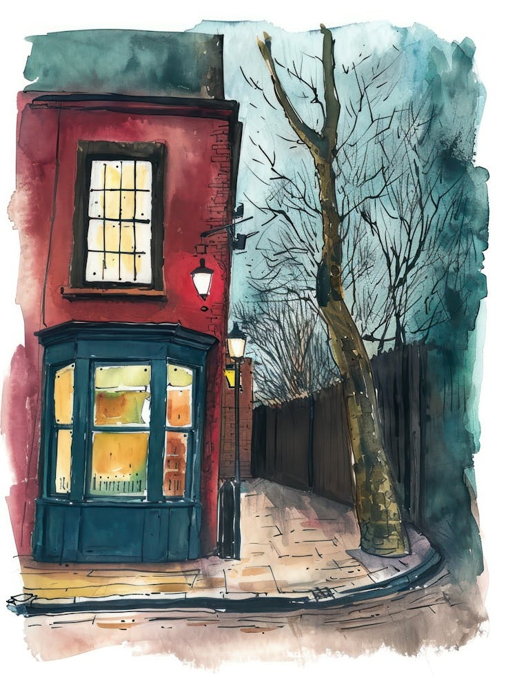Hackney London Borough   Street Watercolour 10