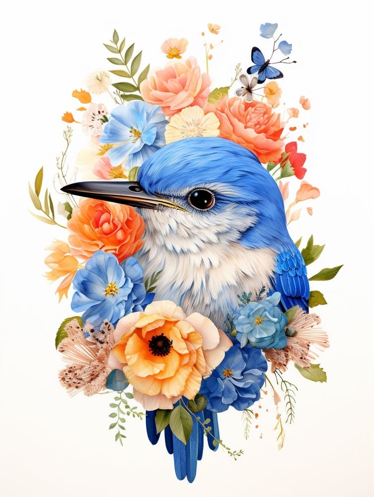 Bird With A Flower Crown Eastern Bluebird 2