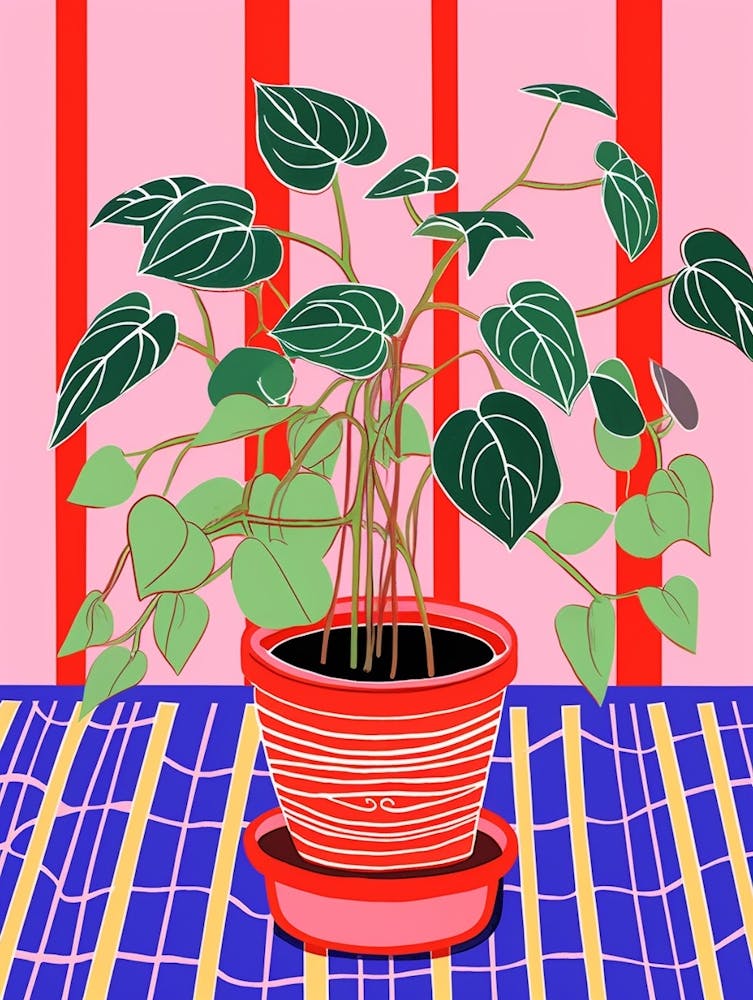 Illustration de Plante Rose et Rouge Plante Caoutchouc Tineke Ficus 5