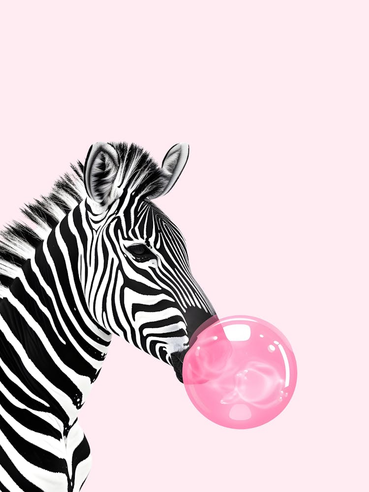Fun Maximalist Zebra Bubble Gum