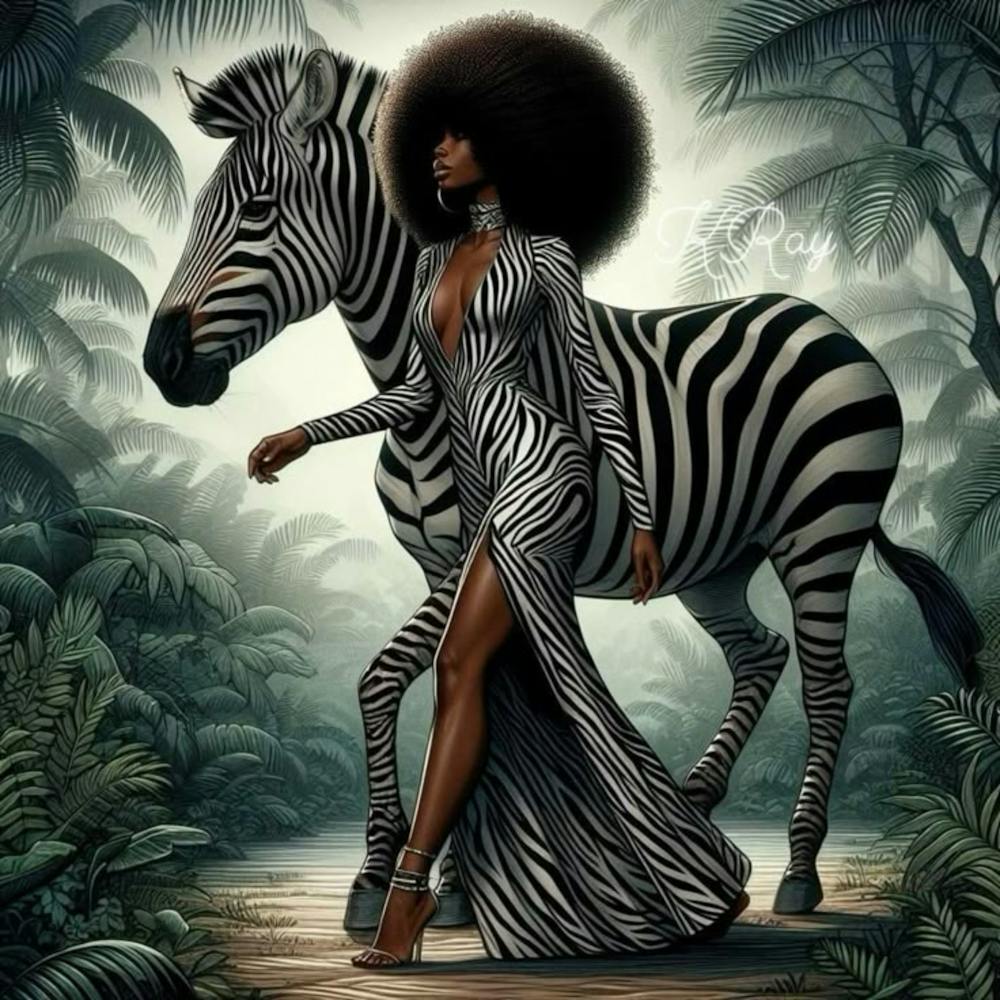 Zebra and a Lady