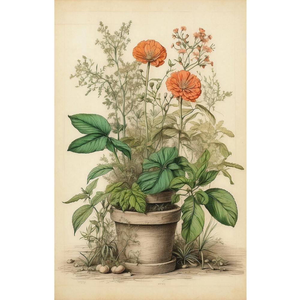 Orange Flowers In A Pot