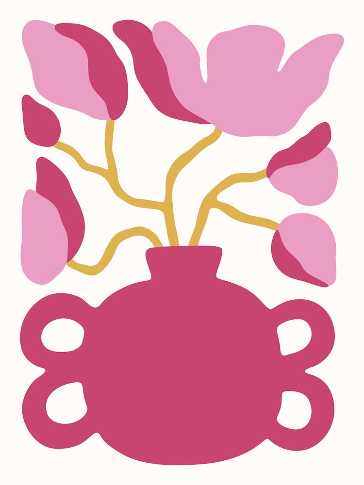 Rosa Vase Kräftige Blumen Poster