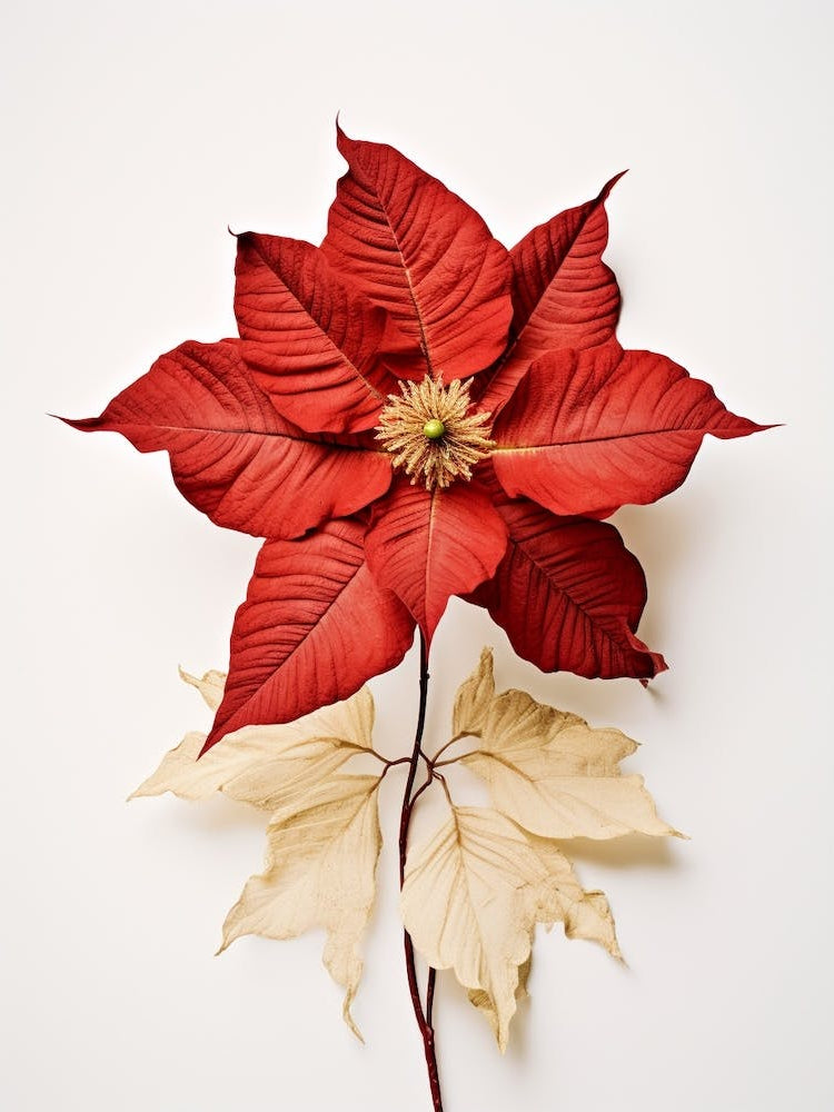 Pressed Flower Botanical Art Poinsettia 1