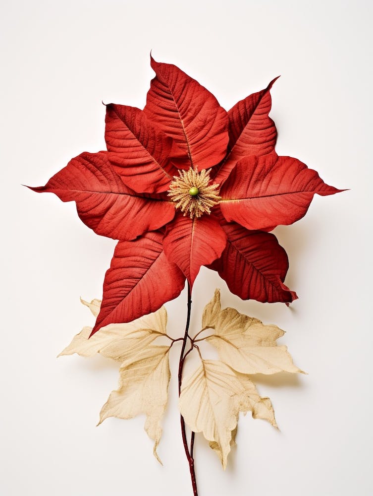 Pressed Flower Botanical Art Poinsettia 1