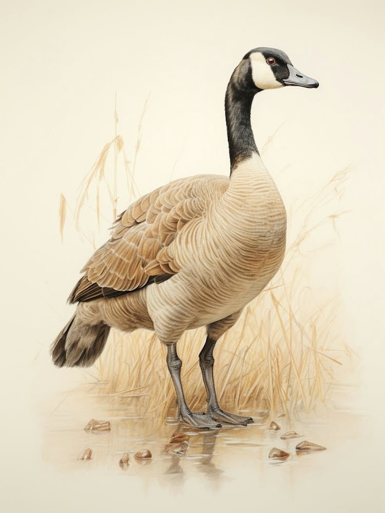 Vintage Bird Drawing Canada Goose 3