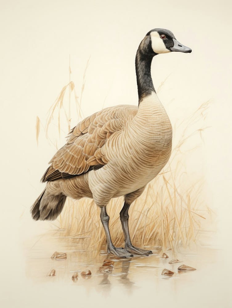 Vintage Bird Drawing Canada Goose 3