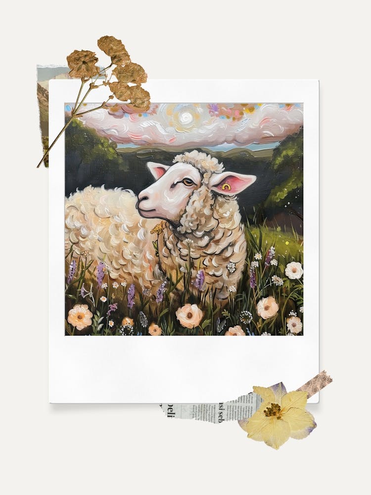 Scrapbook Sheep Fairycore Painting 4