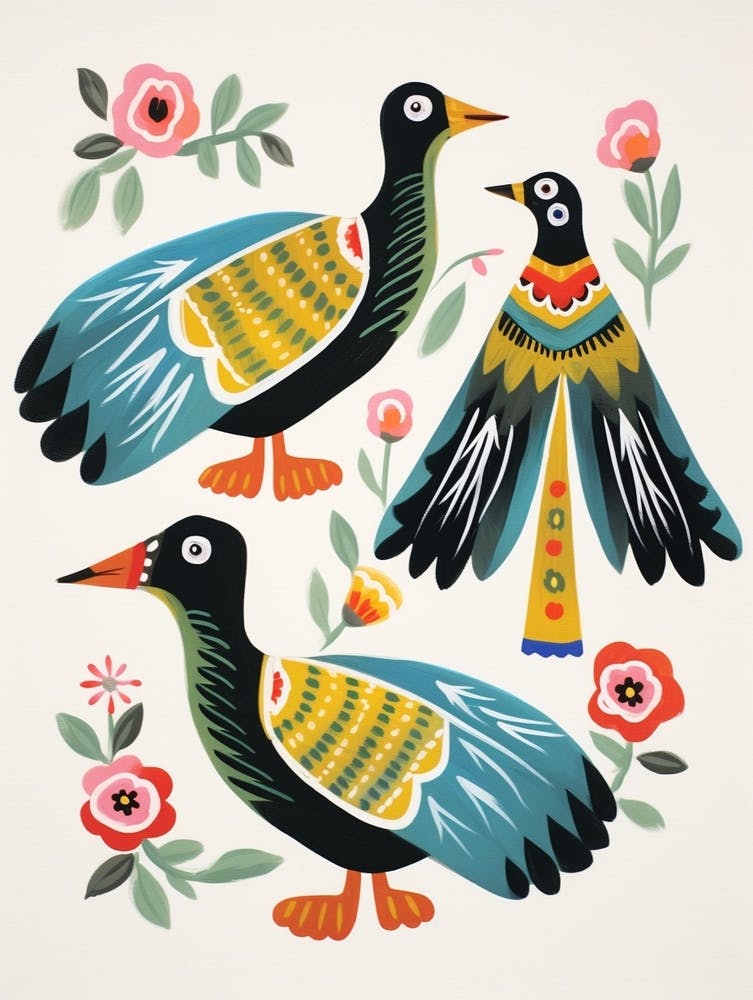 Folk Style Bird Painting Duck 3