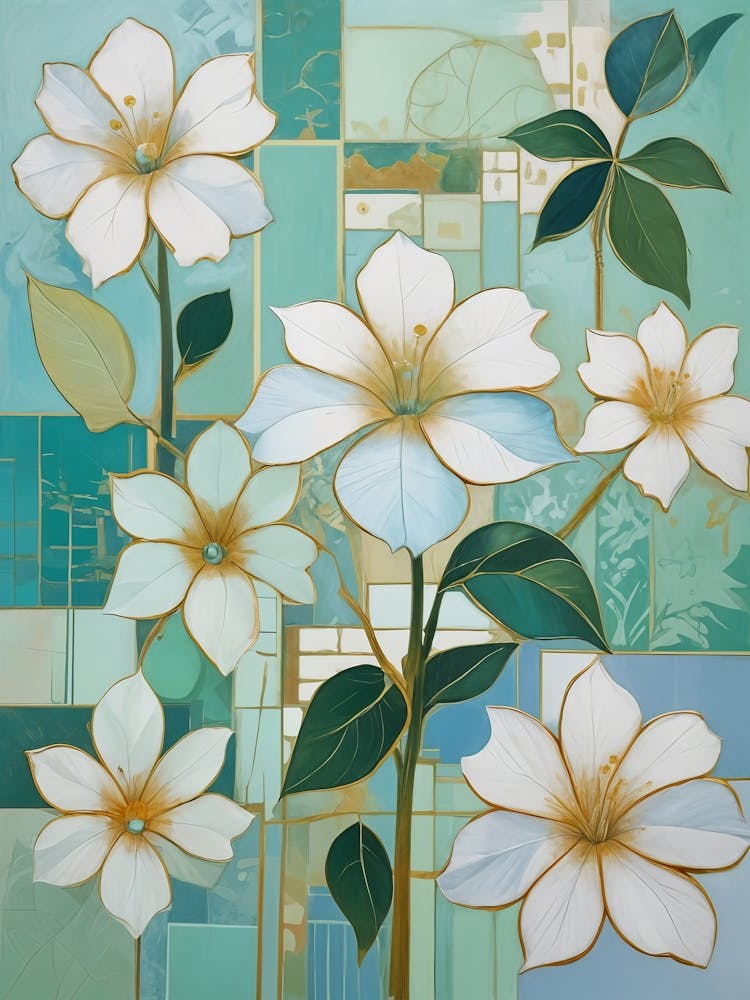 Abstract White Flowers no6