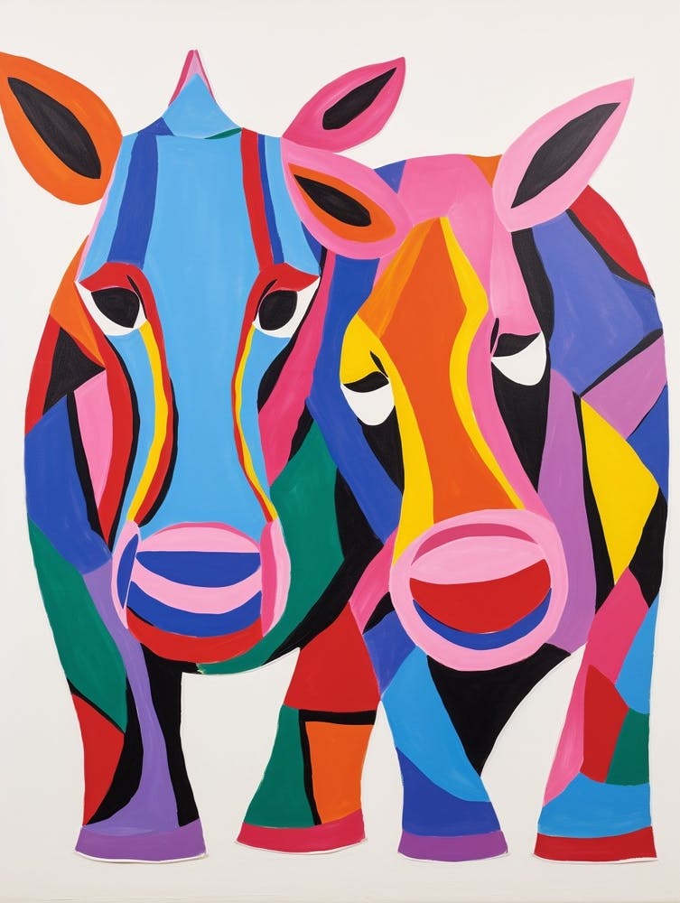 Colourful Kids Animal Art Rhinoceros 1