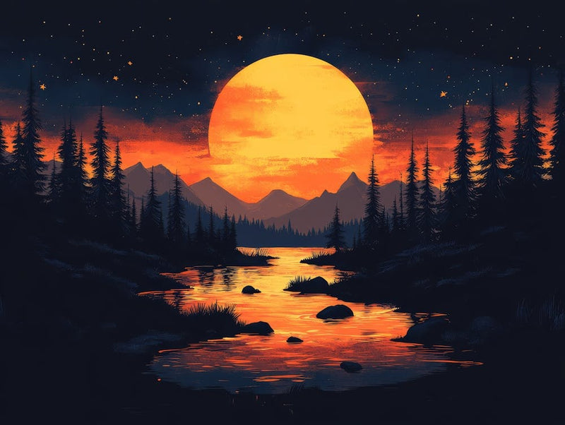 Sunset Over A Lake.Generated AI. Wall