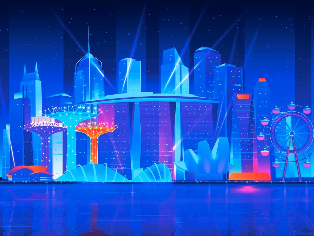 Synthwave Neon City - Singapore