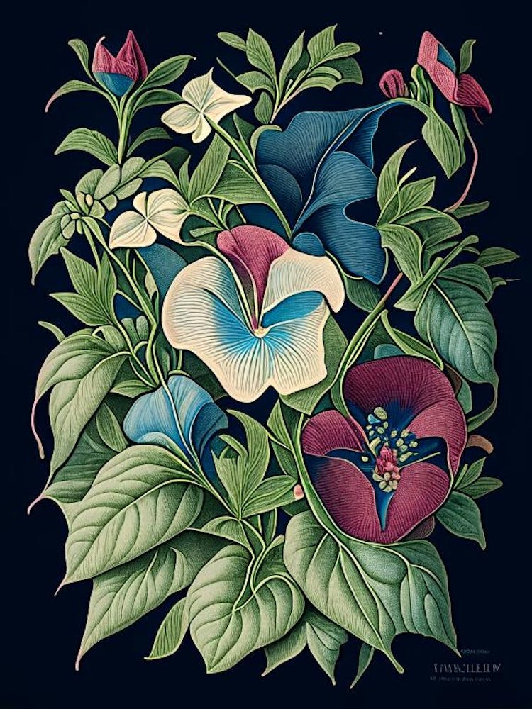 Vinca Floral 2 Botanical Vintage Poster Flower