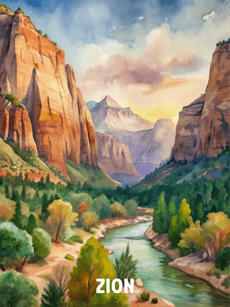 Zion National Park Watercolor Painting