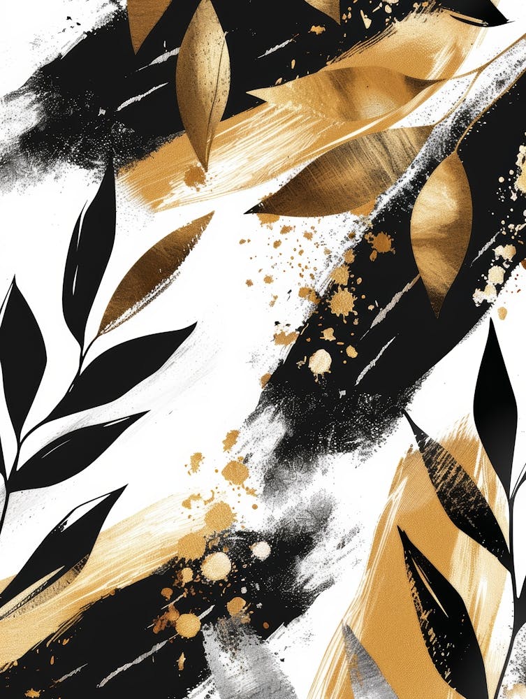 Abstract Gold And Black Leaves