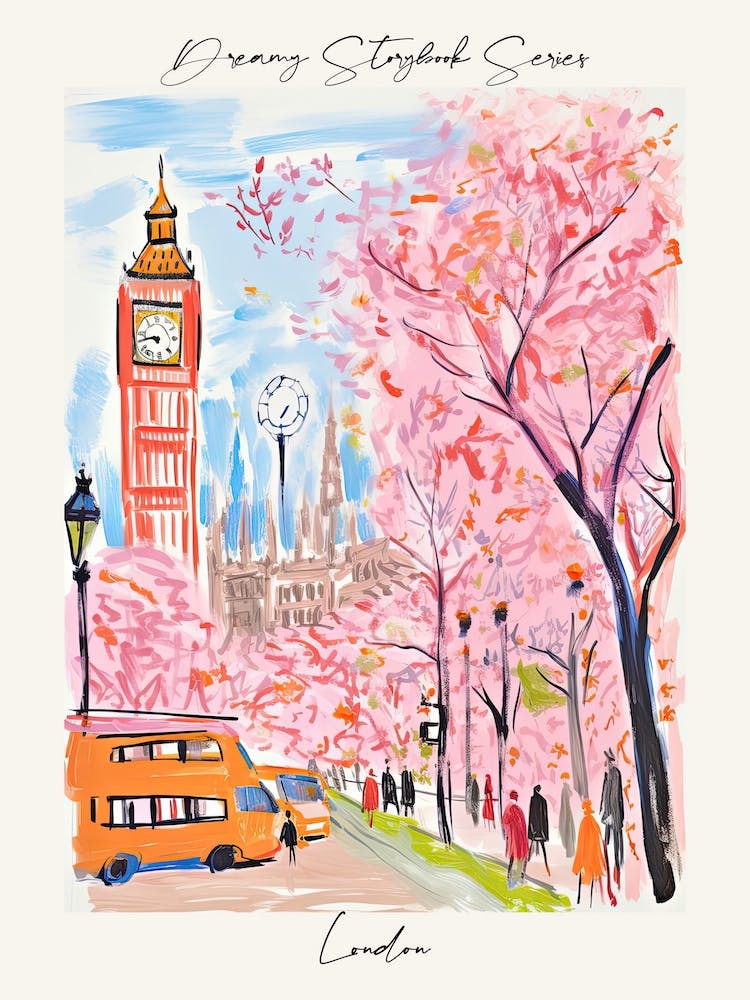 Poster Of London, Dreamy Storybook Illustration 3