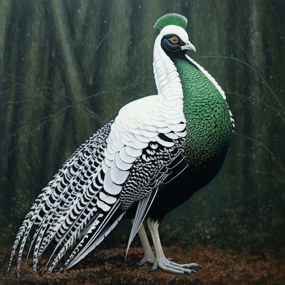 Ohara Koson Inspired Bird Painting Pheasant 3 Square