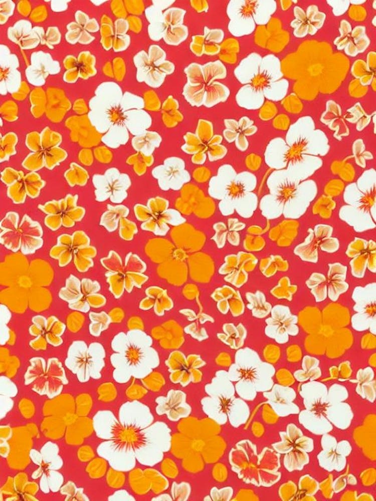 Nasturtium Floral Print Retro Pattern2 Flower