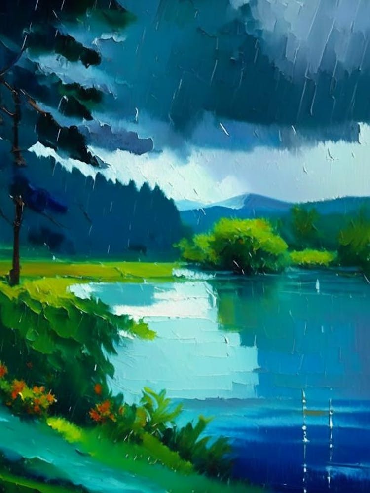 Rain Water Landscapes Waterscape Impressionism 1