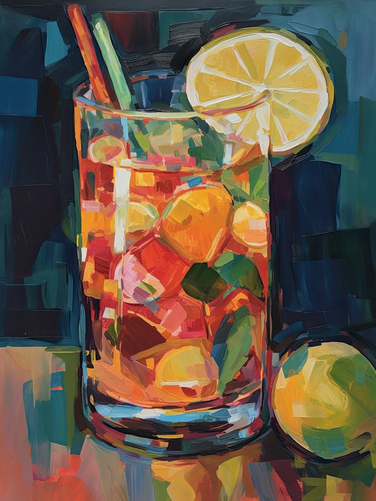 Pimms Cup Cocktail Oil Painting 4