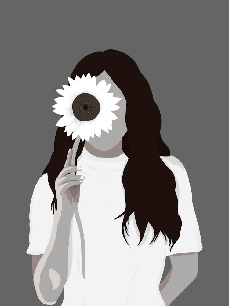 Portrait Of A Girl With A Sunflower